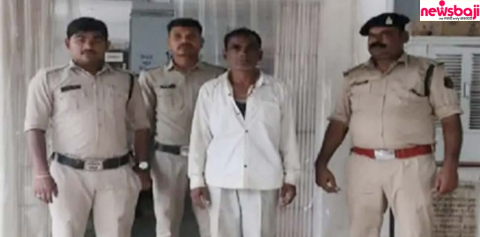 सीपत पुलिस की ग‍िरफ्त में आरोपी बैगा.