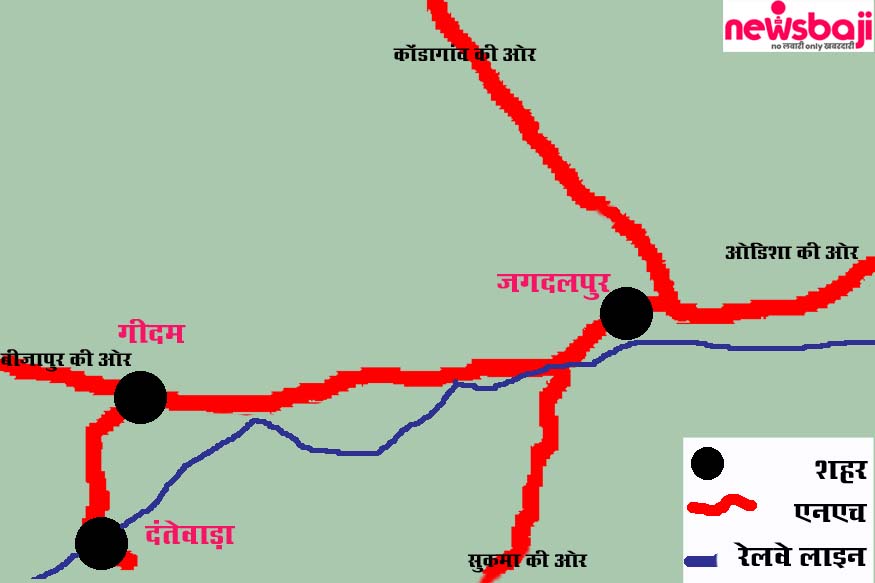 दंतेवाड़ा जिले के गीदम का लोकेशन जहां मेडिकल कॉलेज खुलने जा रहा है.